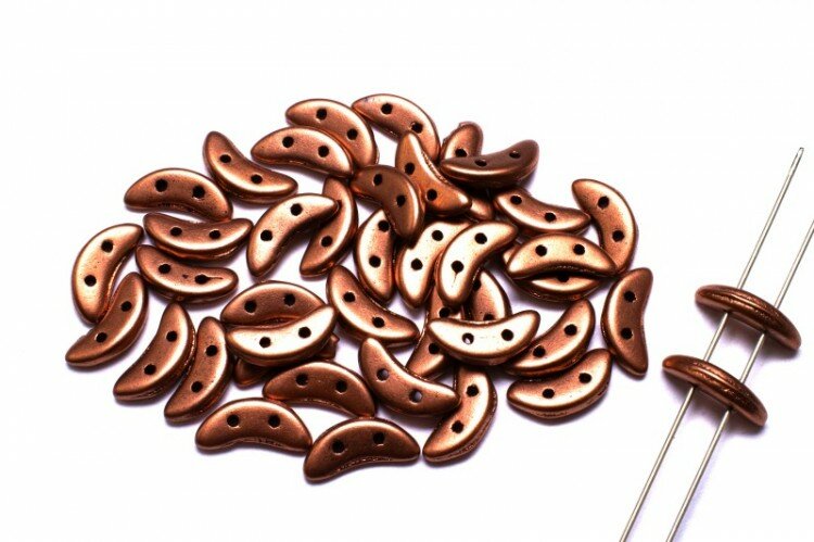 Бусины Crescent beads 10х3мм цвет 0310-K0178 Metallic Bronze Copper Matte 708-004 5г (около 40 шт)