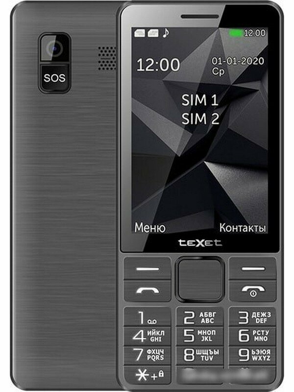 Телефон teXet TM-D324, 2 SIM, серый