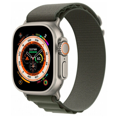 Apple Watch Ultra 2 GPSCellular 49mm ремешок GreenGrey Trail Loop размер SM 130-145 mm MRF33MRFN3 10439000₽