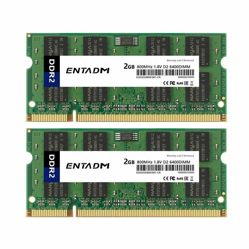 Оперативная память ENTADM для ноутбука DDR2 800 МГц 1.8V 2x2 ГБ