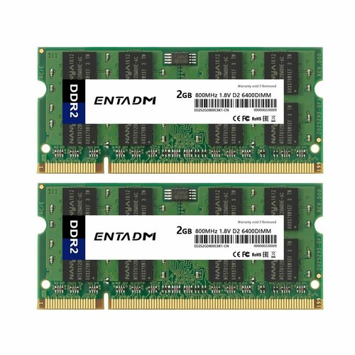 Оперативная память ENTADM для ноутбука DDR2 800 МГц 18V 2x2 ГБ 93900₽