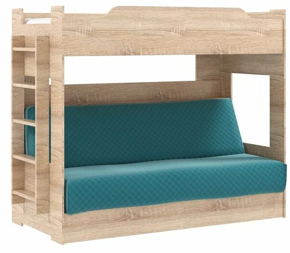 Кровать двухъярусная с диваном, чехлом и матрасом на верхний ярус Боровичи