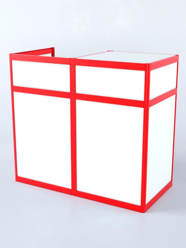 Прилавок под кассу из профиля №1 (без дверок), Белый + Красный 100 x 50 x 90 см (ДхШхВ)