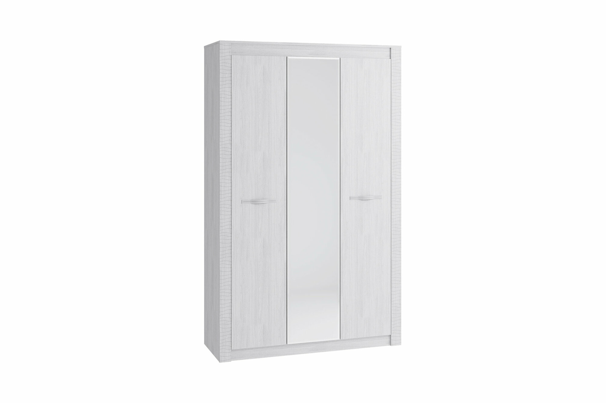 Шкаф трехдверный Мебелони Монако с зеркалом ясень белый 136х51х220 см