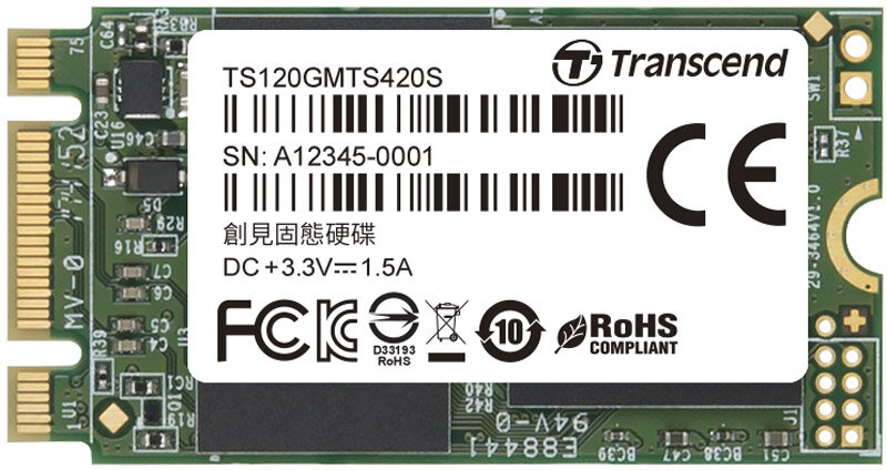 Внутренний SSD диск TRANSCEND 420S 120GB, SATA3, M.2 (TS120GMTS420S)