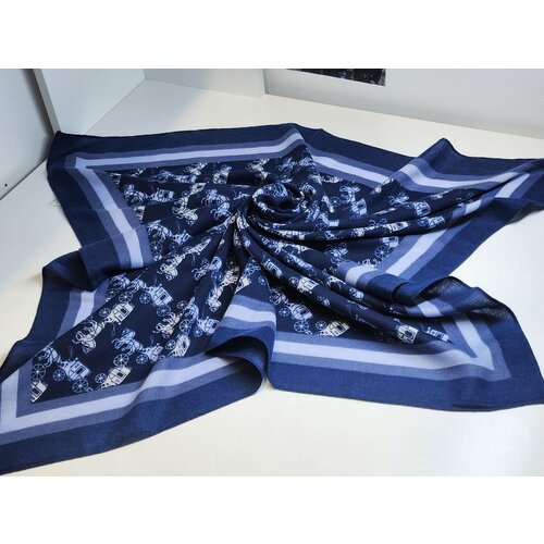 Платок , 100х100 см, серый, бирюзовый