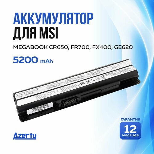 Аккумулятор BTY-S14 для MSI MegaBook CR650 / FR700 / FX400 / GE620 (BTY-S15, 40029231) 5200mAh аккумулятор для ноутбука msi cr41 cr650 cx61 cx650 cx70 fr400 fr600 fr700 fx400 fx600 ge70 series 11 1v 4400mah pn bty s15 bty s14
