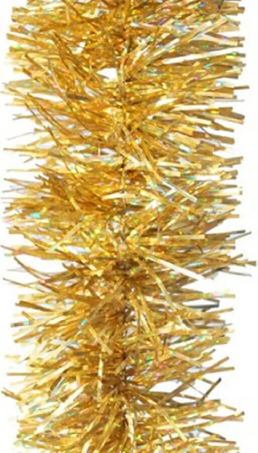 Мишура новогодняя морозко Праздничная 5х200 см голография золото (М1041)