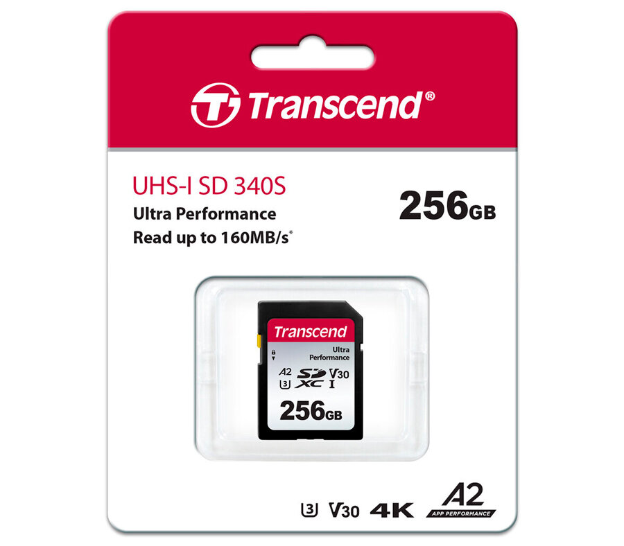 Карта памяти SDXC Transcend 340S, 256 Гб, UHS-I Class U3 V30 A2