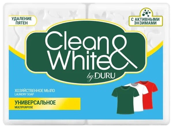 Хозяйственное мыло DURU Сlean & White универсальное 0.25 кг, 2 шт. в уп.