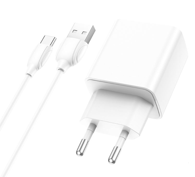 Быстрая зарядка для телефона + кабель Type-C 1м/ адаптер для смартфона, белый — фото 2