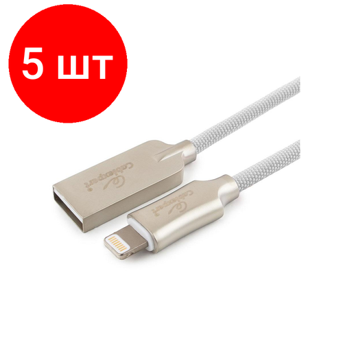 кабель usb 2 0 lightning mfi м м 1 8 м cablexpert cc p apusb02bl 1 8m Комплект 5 штук, Кабель USB 2.0 - Lightning MFI, М/М, 1 м, Cablexpert, бел, CC-P-APUSB02W-1M