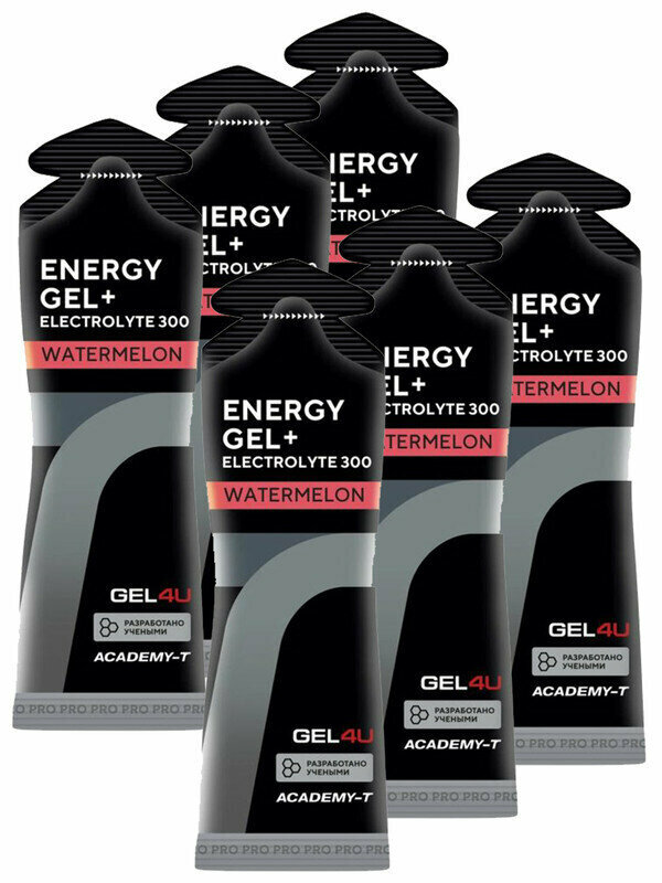 GEL4U, Energy Gel + Electrolyte 300, 6х60мл (Соленый Арбуз)