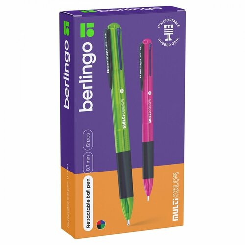 Ручка шариковая автоматическая 4-в-1 Berlingo Multicolor (0.5мм, 4 цвета чернил) 12шт. (CBm_07180)