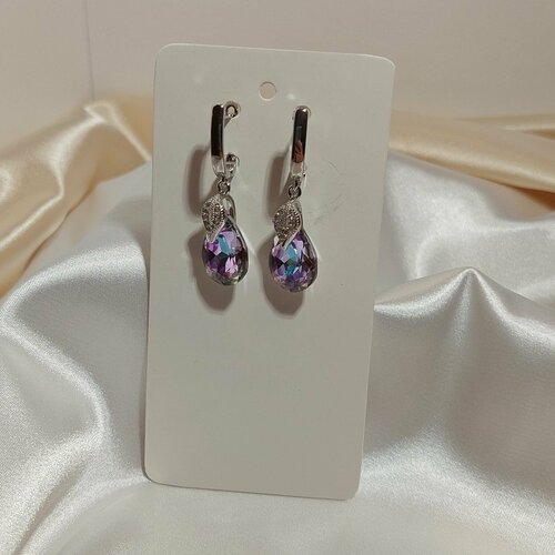 Комплект бижутерии Комплект серьги и подвеска Кристалл Vitrail light: серьги, подвеска, искусственный камень, бесцветный, фиолетовый
