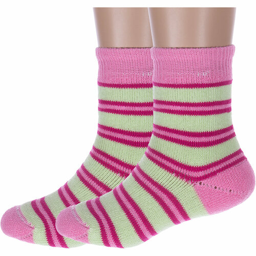 Носки Альтаир 2 пары, размер 18, розовый, зеленый носки альтаир 2 пары размер 18 зеленый голубой