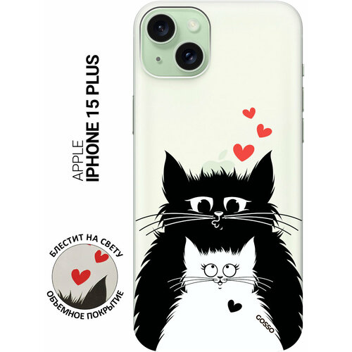 Силиконовый чехол на Apple iPhone 15 Plus / Эпл Айфон 15 Плюс с рисунком Cats in Love силиконовый чехол на apple iphone 15 plus эпл айфон 15 плюс с рисунком coffee love