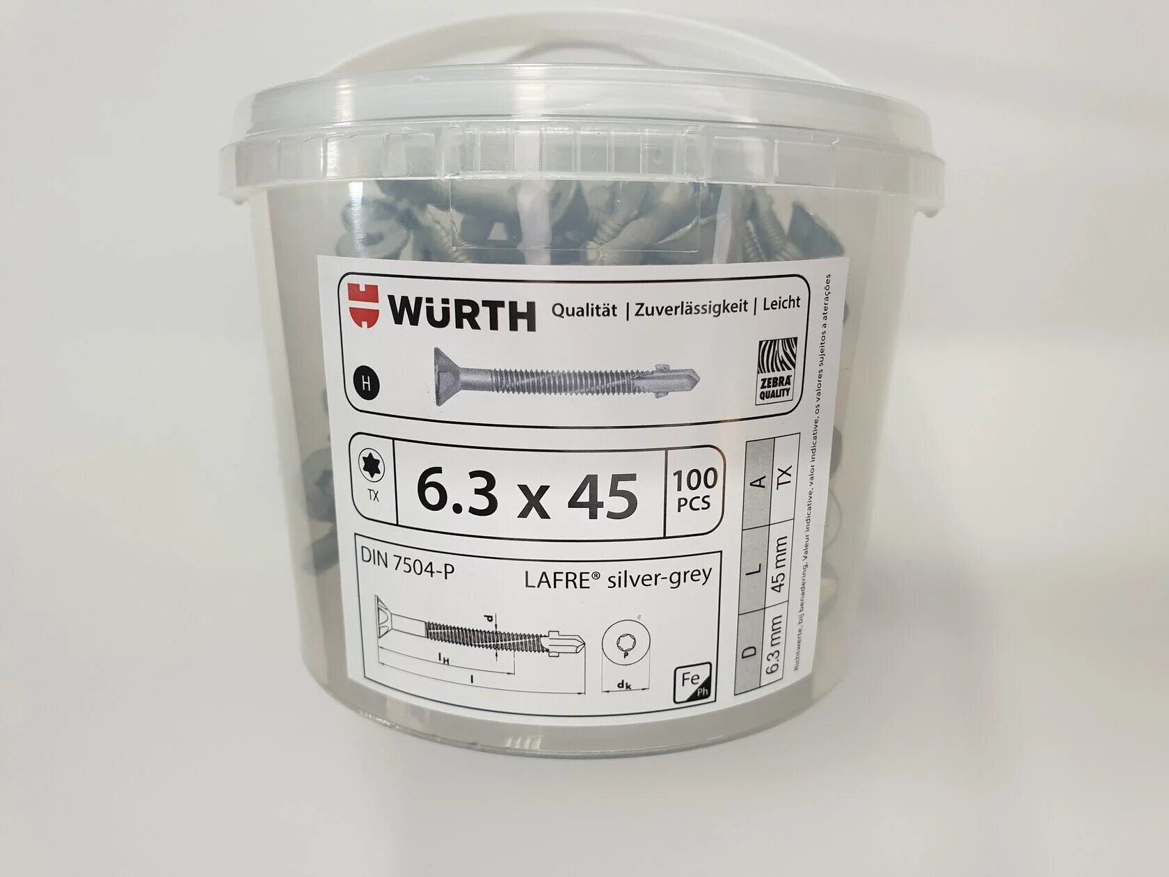 Саморез по металлу DIN 7504-P 6.3x45 (100 pcs) WURTH Германия