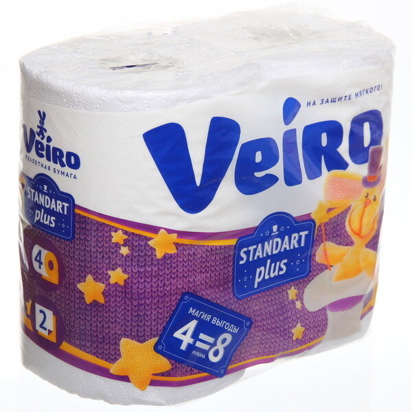 Туалетная бумага двухслойная Veiro Standart Plus 4 рулона Linia Veiro - фото №12