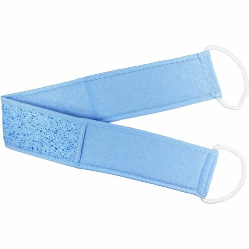 NataM Мочалка банная с ручками, голубая, 10x69 см