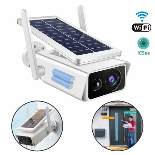 Беспроводная wi-fi IP-камера видеонаблюдения на солнечной батарее 2 мегапикселя с аккумуляторами 855800₽