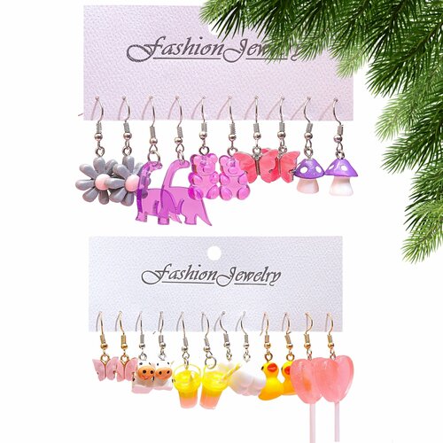 Комплект серег LEMIRO, пластик, акрил, размер 15 мм, розовый