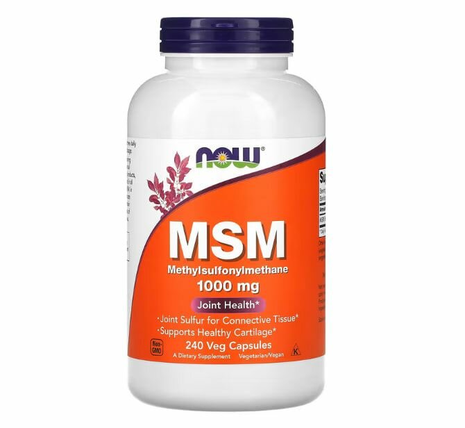 NOW Foods, МСМ, метилсульфонилметан, 1000 мг, 240 вегетарианских капсул