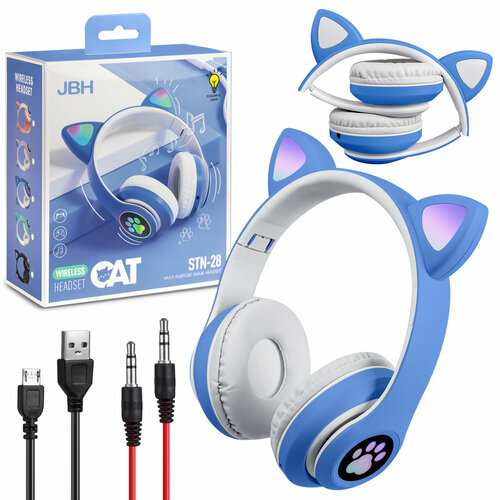 Наушники с кошачьими ушками Bluetooth STN-28 JBH синие