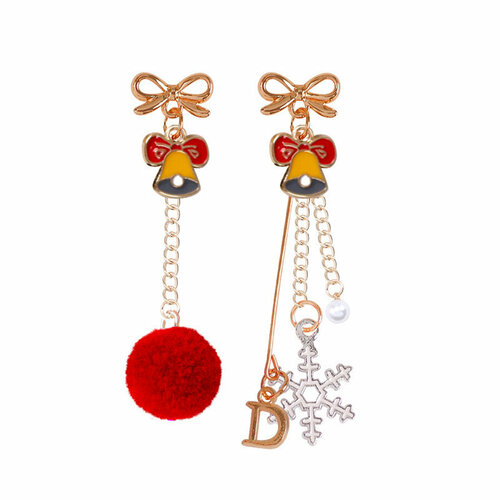 Серьги с подвесками, размер 85 мм, желтый, красный, золотой, белый