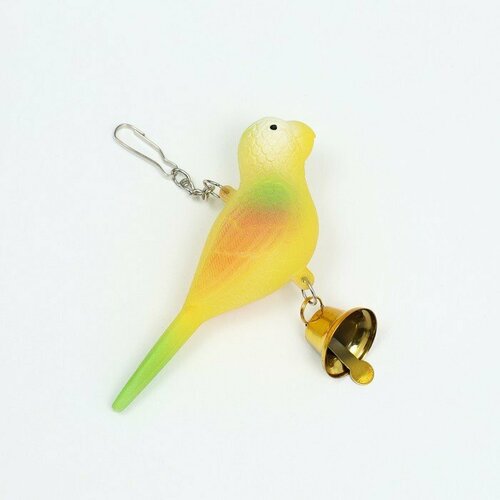 Игрушка для птиц Птичка с колокольчиком, 11.9 х 3.4 х 12.5 см, жёлтая (комплект из 4 шт) подвеска деревянная птичка с колокольчиком для раскрашивания