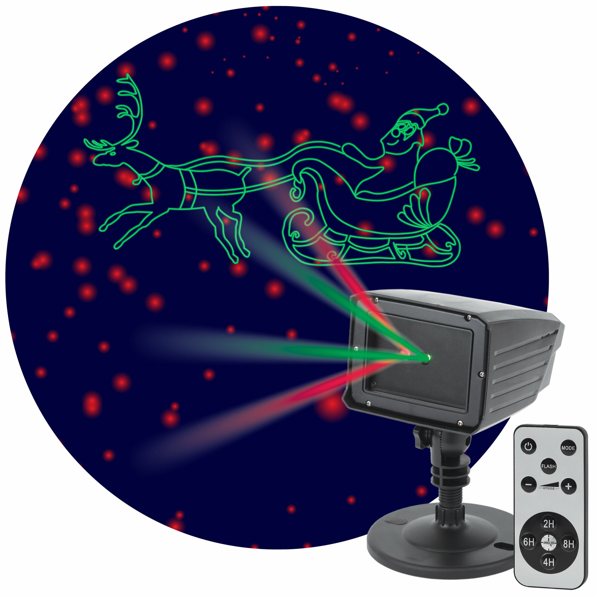 Проектор лазерный Дед Мороз мультирежим 2 цвета IP44 220В ENIOP-02 ЭРА