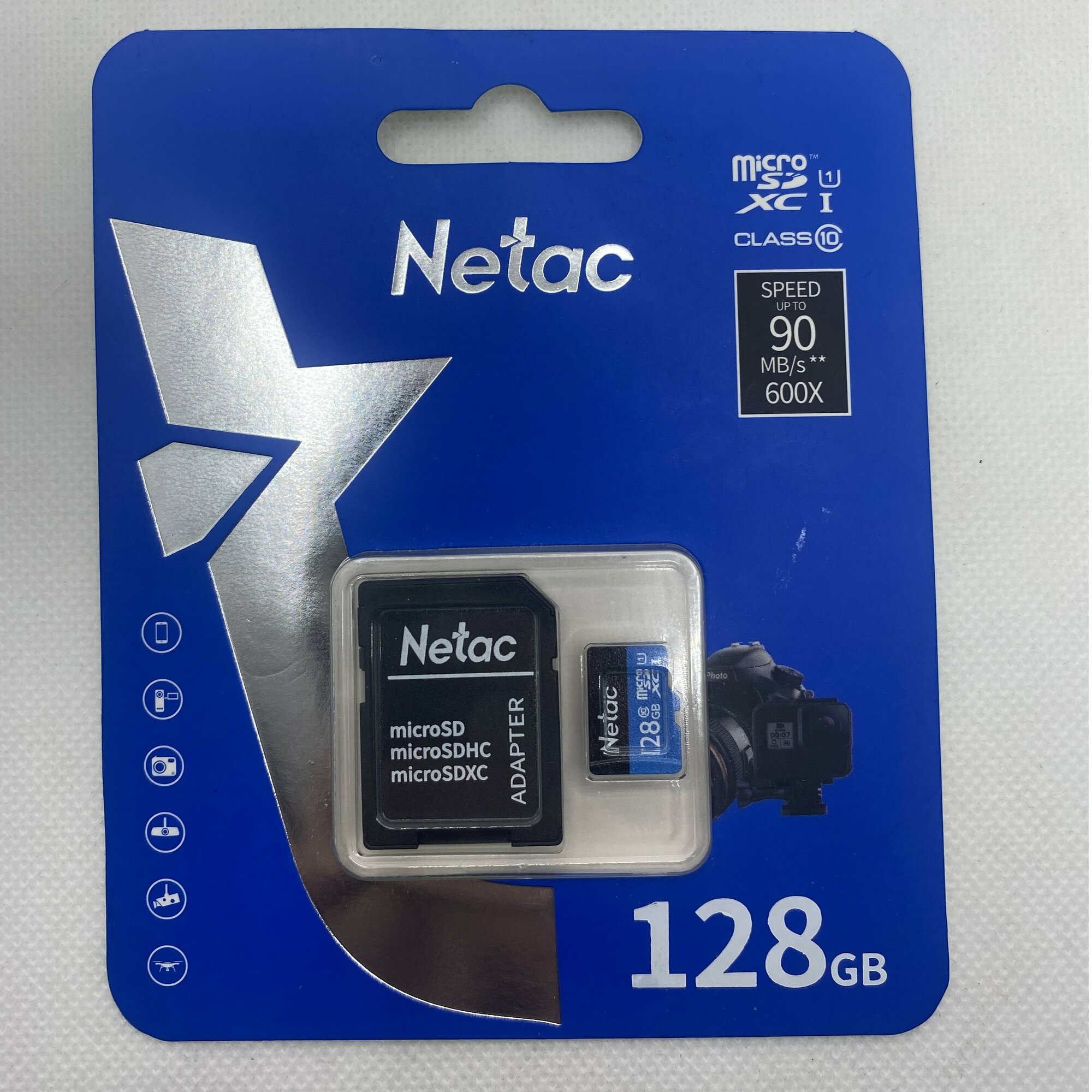 NT02P500STN-128G-R Карта памяти MicroSD с адаптером 128GB Netac P500 Standart Class 10 UHS-I (80Mb/s)