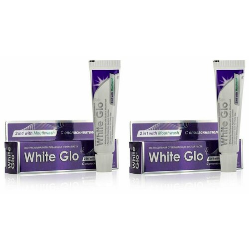 White Glo Зубная паста Отбеливающая 2в1, с ополаскивателем, 24гр, 2шт