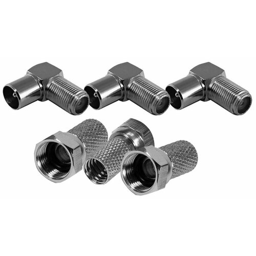 Разъем на кабель F коннектор ТВ штекер угловой Комплект телевизионных разъемов 382₽