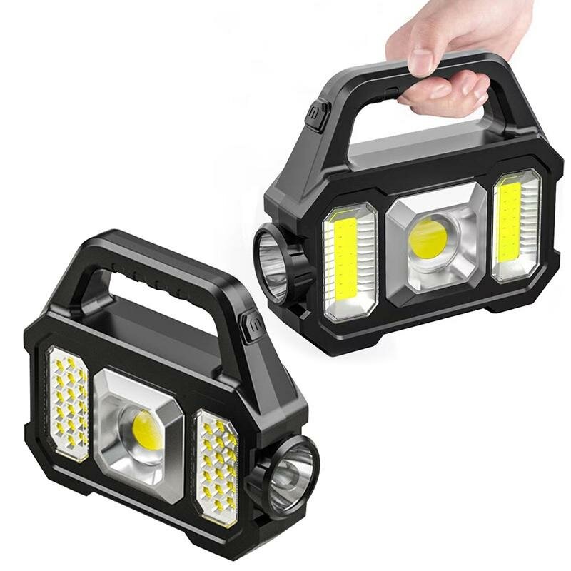 фото Портативный светодиодный прожектор, яркий светодиодный рабочий свет, прожектор на солнечной батарее, USB перезаряжаемый