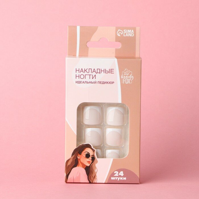 фото Beauty Fox Ногти накладные для взрослых "Идеальный педикюр. Френч", 24 шт