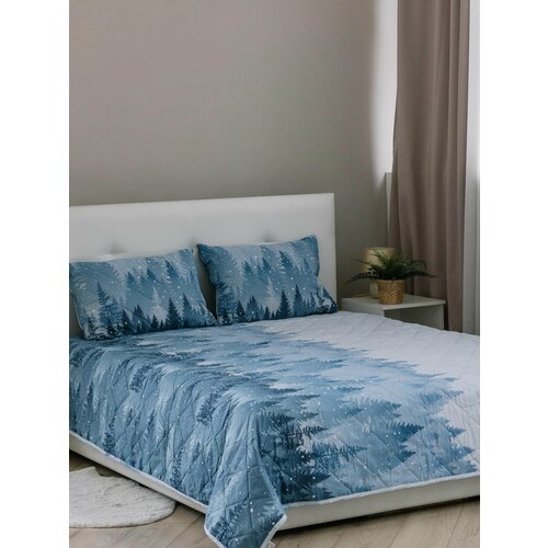 Плед-Покрывало главпостель 210х240 Зимний лес 100% хлопок стеганое