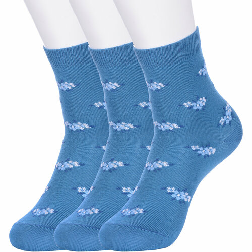 фото Носки conte 3 пары, размер 22, бирюзовый