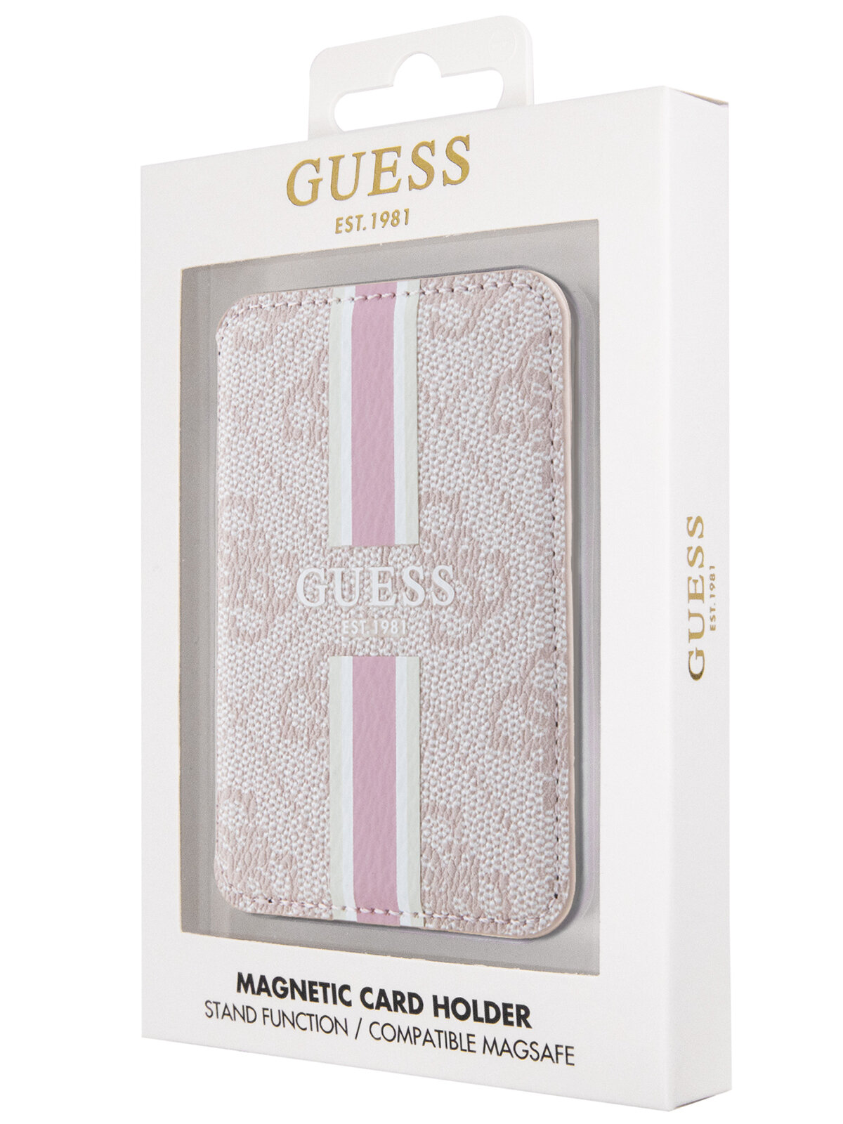 Guess магн. бумажник Wallet Cardslot MagSafe PU 4G Stripes Pink