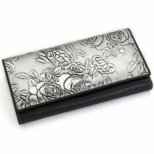 фото Кошелек sergio valentini, фактура тиснение, серебряный, черный