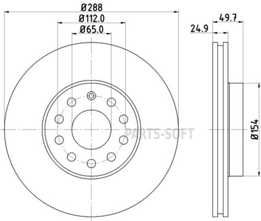 BEHR-HELLA 8DD355109-581 Тормозной диск с покрытием, передняя ось