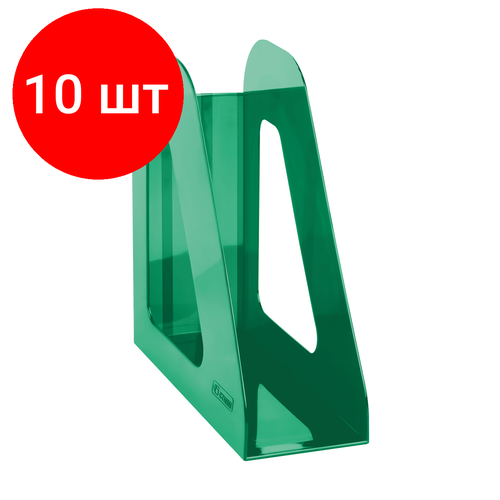 Комплект 10 шт, Лоток для бумаг вертикальный СТАММ Фаворит, тонированный зеленый, ширина 90мм