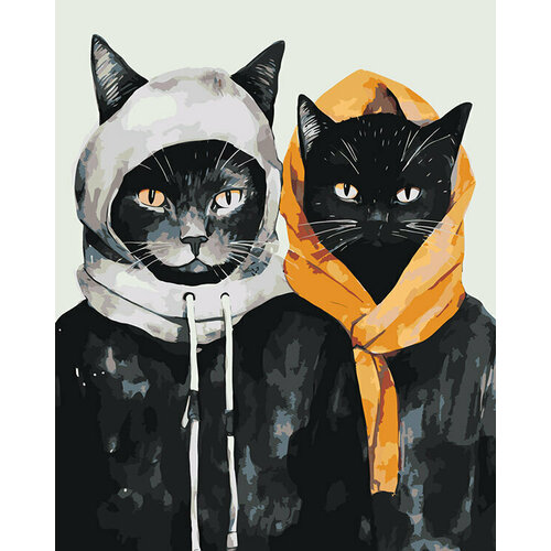 Картина по номерам Два черных кота в одежде картина по номерам два кота 40х50 см