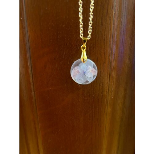 Чокер, розовый, голубой кулон handmade прозрачный пузырьки из эпоксидной смолы на цепочке 60см