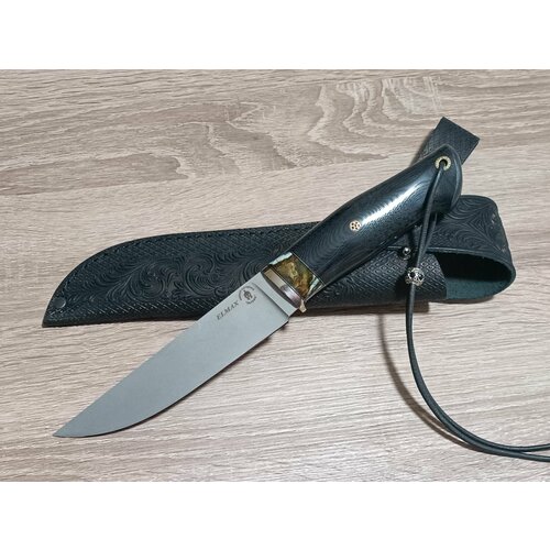 Нож разделочный туристический охотничий с фиксированным клинком, сталь Elmax, ножны/чехол натуральная кожа