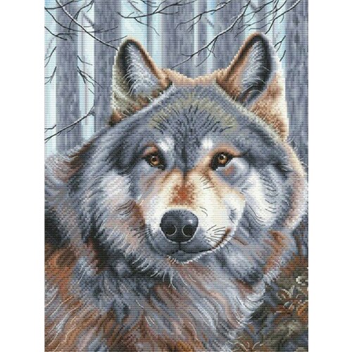 Алмазная мозаика картина стразами Волк в лесу, 30х40 см картина стразами красочный волк 30х40 см