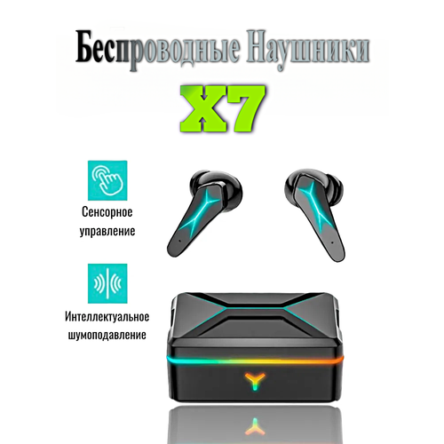 Беспроводные TWS наушники X7 Bluetooth наушники Зарядный кейс Подсветка Cенсорное управление Черный 179000₽