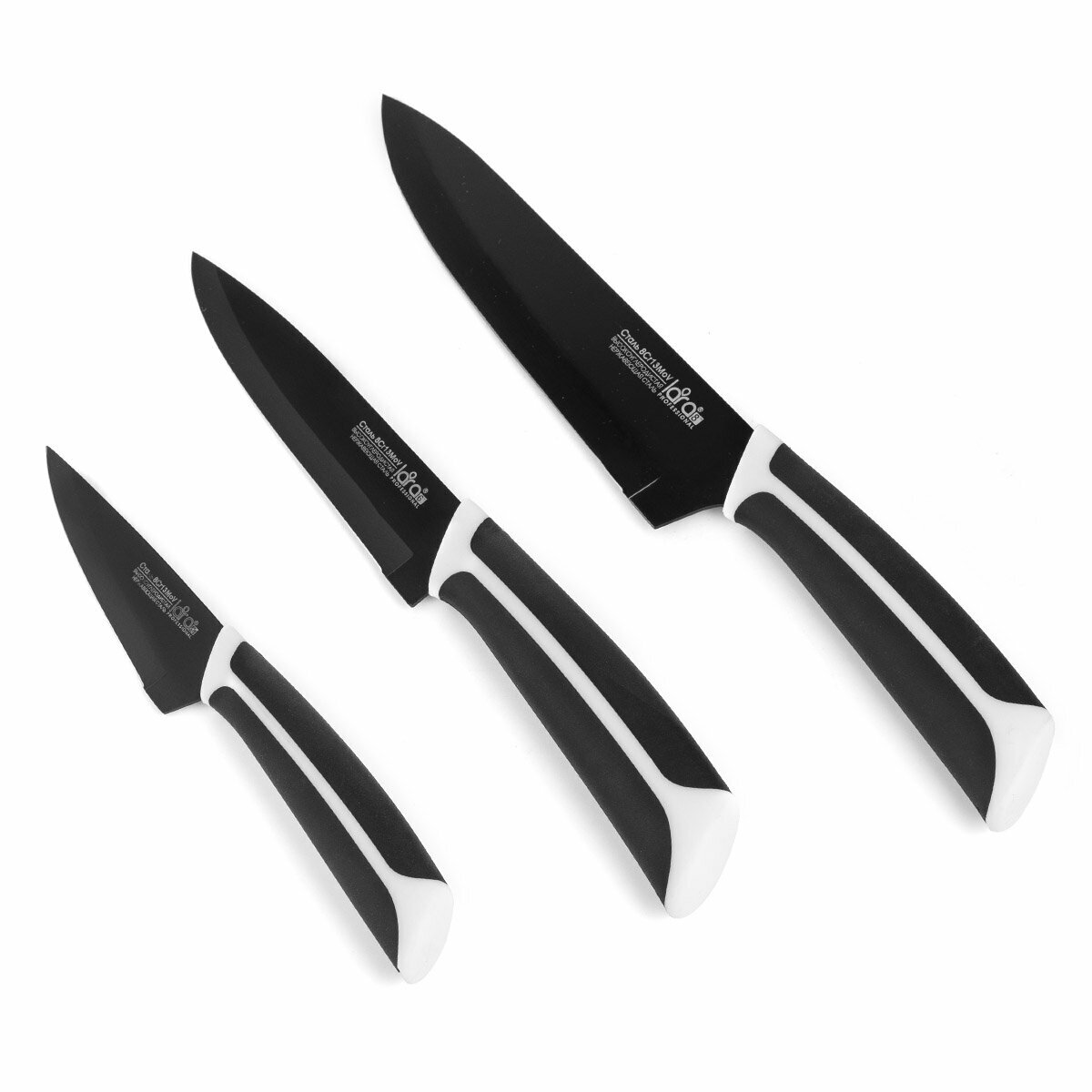 Набор ножей 3 предмета, черное керамическое покрытие Black Ceramic (плотный блистер) LR05-29 LARA