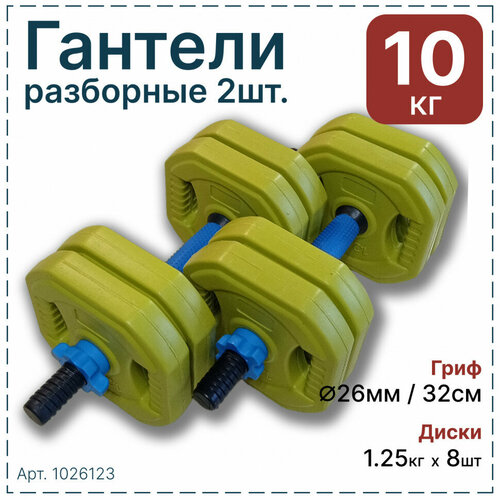 фото Гантели разборные hawk 10 кг, (2шт x 5кг) пластик