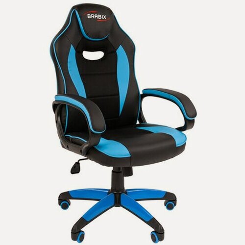 Изображение товара Кресло геймерское Brabix "Blaze GM-162", ткань TW/экокожа, черное/голубое, 532578, 7083506
